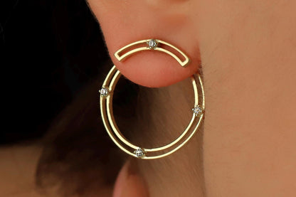 Sparkle & Shine Ear Jacket Earrings with Dazzling CZ Diamonds