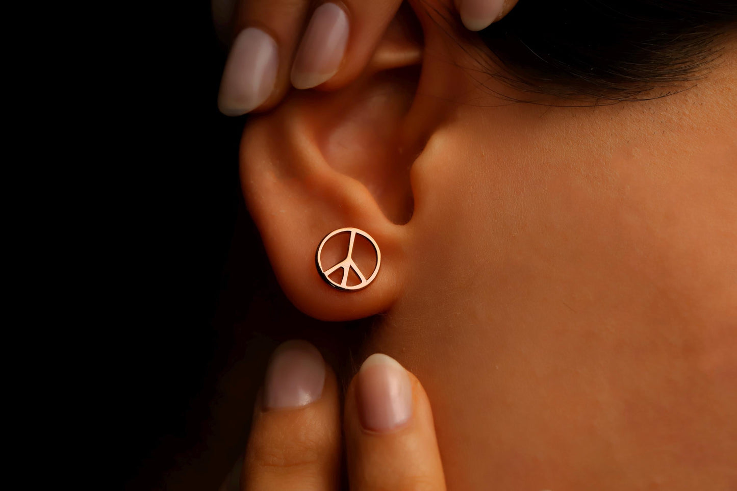 Silver & Shine Peace Sign Stud Earrings - Timeless 925 Sterling Silver Design