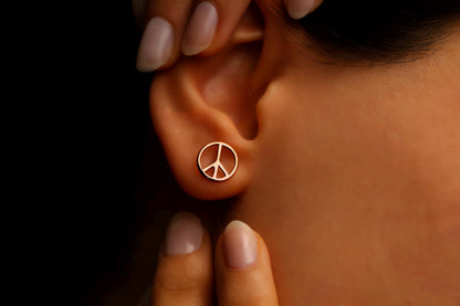 Silver & Shine Peace Sign Stud Earrings - Timeless 925 Sterling Silver Design