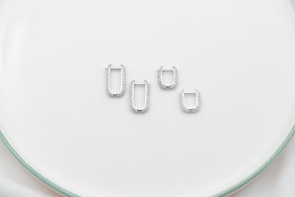 Sparkling Silver Diamond Huggie Earrings | Dainty CZ Cartilage Hoops for Your Earring Stack | Perfect Gift Idea