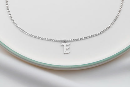 Personalized Old English Initial Necklace | Dainty Letter Jewelry in Silver & Gold