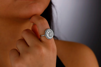Blooming Love Birth Flower Ring with Multi-CZ Diamond