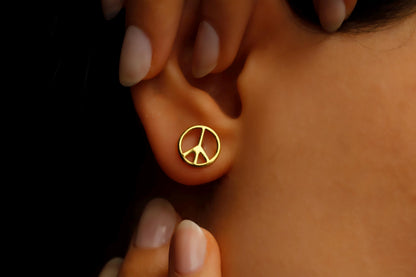 Silver & Shine Peace Sign Stud Earrings - Timeless 925 Sterling Silver Design