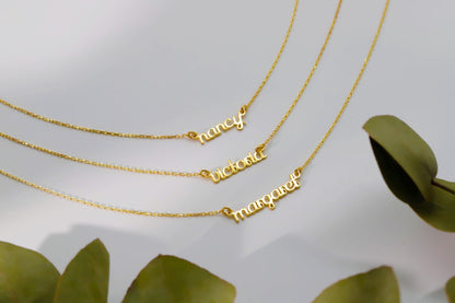 Gold Name Necklace | Personalized Tiny Name Jewelry | Elegant Custom Nameplate | Silver & Gold Options Available