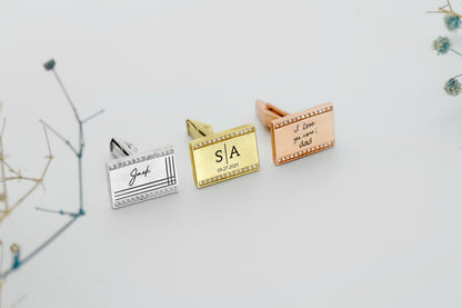 Your Actual Handwriting Engraved Cufflinks in 925 Sterling Silver