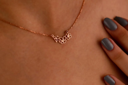 Blooming Gifts Birth Month Flower Necklace | Gold & Silver Interlocking Family Jewelry