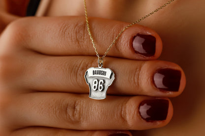 Personalized Sterling Silver Football Jersey Necklace
