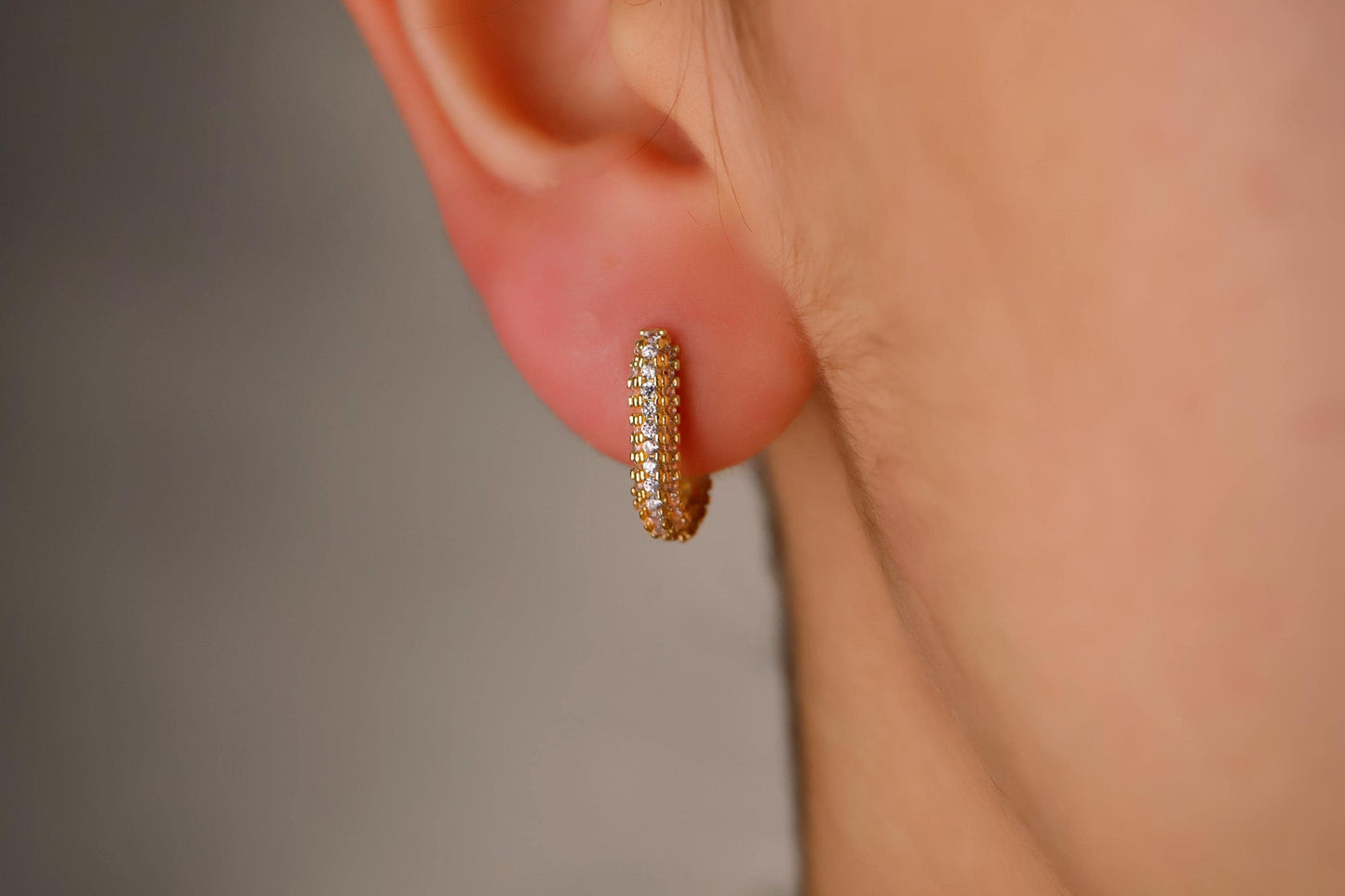 Sparkling Silver Diamond Huggie Earrings | Dainty CZ Cartilage Hoops for Your Earring Stack | Perfect Gift Idea