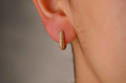 Sparkling Silver Diamond Huggie Earrings | Dainty CZ Cartilage Hoops for Your Earring Stack | Perfect Gift Idea