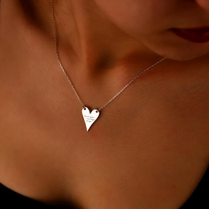 Actual Handwriting Engraving Heartfelt Grace Minimalist Heart Necklace in  925 Sterling Silver