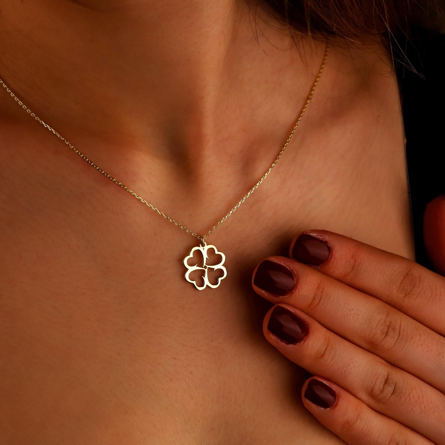 Lucky Four Leaf Clover Necklace in 925 Sterling Silver