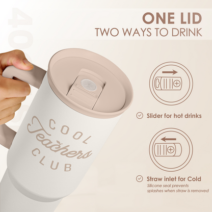 White Teacher Slidemate | Slider Tumbler with Handle 40oz