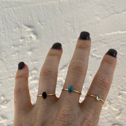 14k gold filled OVAL ONYX GEMSTONE RING