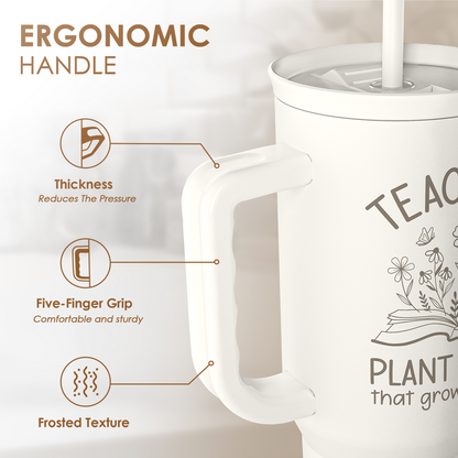 White Teacher Slidemate | Slider Tumbler with Handle 40oz