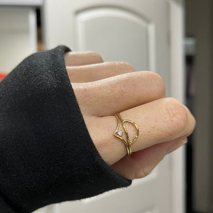 14k gold filled V CUBIC ZIRCONIA DIAMOND RING