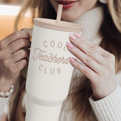 White Teacher Slidemate | Slider Tumbler with Handle 40oz