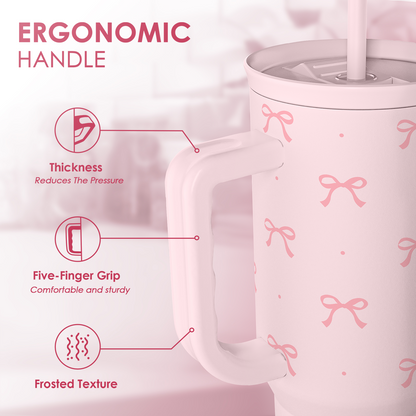 Pink Bow Slidemate | Slider Tumbler with Handle 40oz