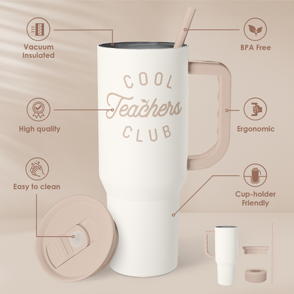 White Teacher Slidemate | Slider Tumbler with Handle 40oz