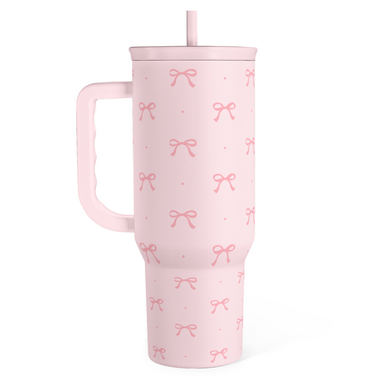Pink Bow Slidemate | Slider Tumbler with Handle 40oz