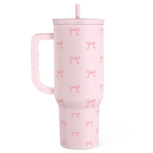 Pink Bow Slidemate | Slider Tumbler with Handle 40oz Sandjest Personalized Gifts
