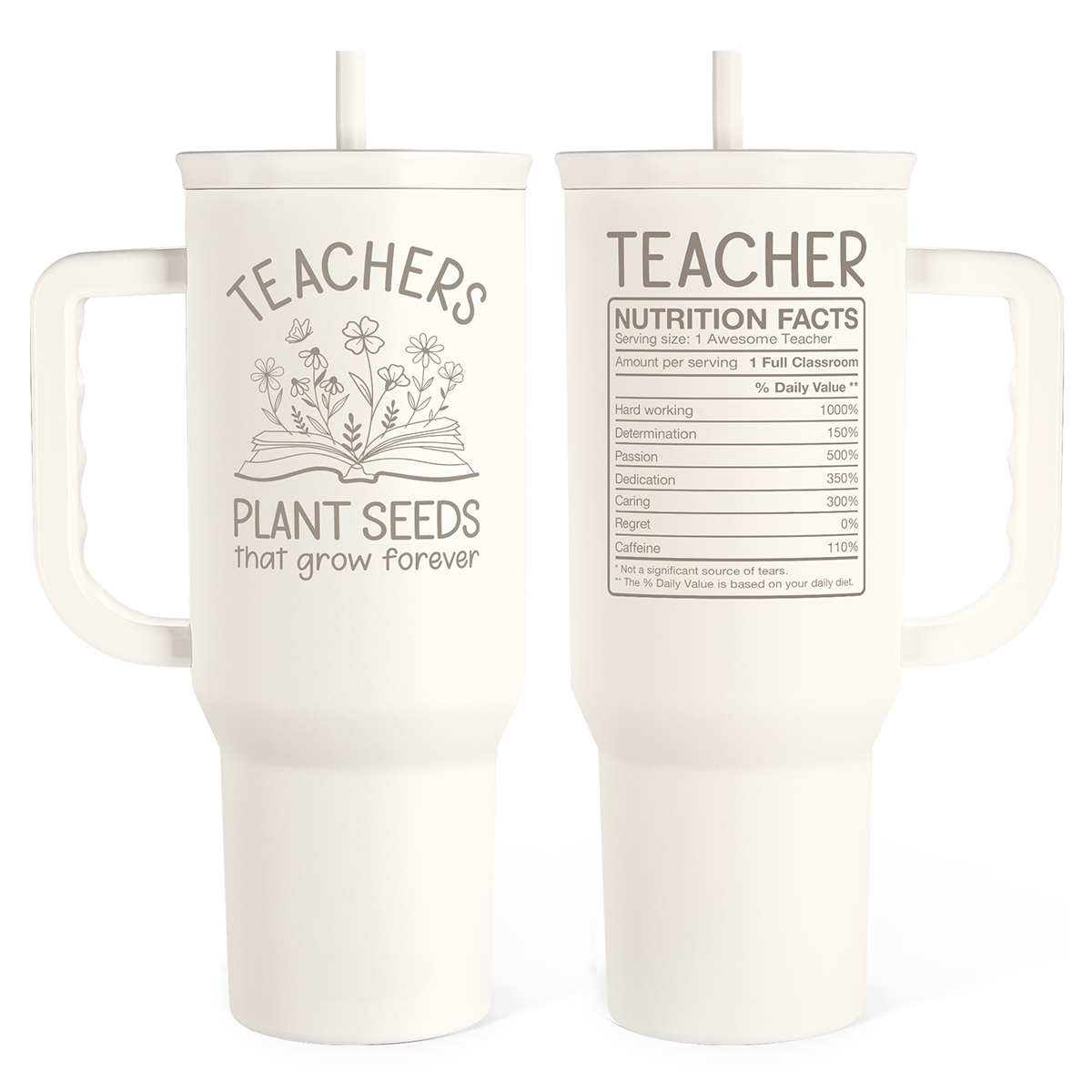 White Teacher Slidemate | Slider Tumbler with Handle 40oz