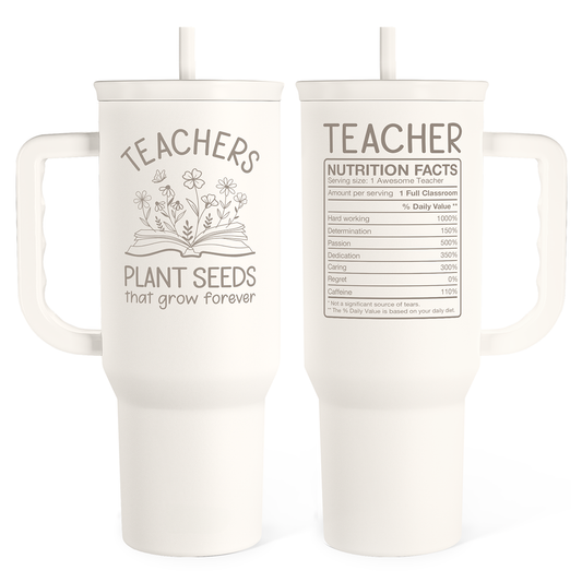 White Teacher Slidemate | Slider Tumbler with Handle 40oz Sandjest Personalized Gifts