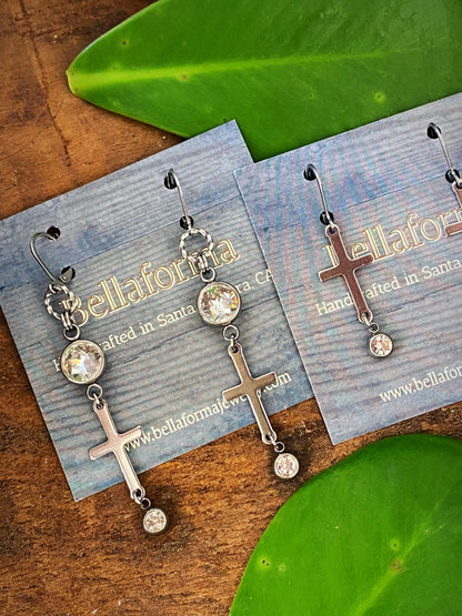 SILVER CROSS EARRINGS Bellaforma Jewelry