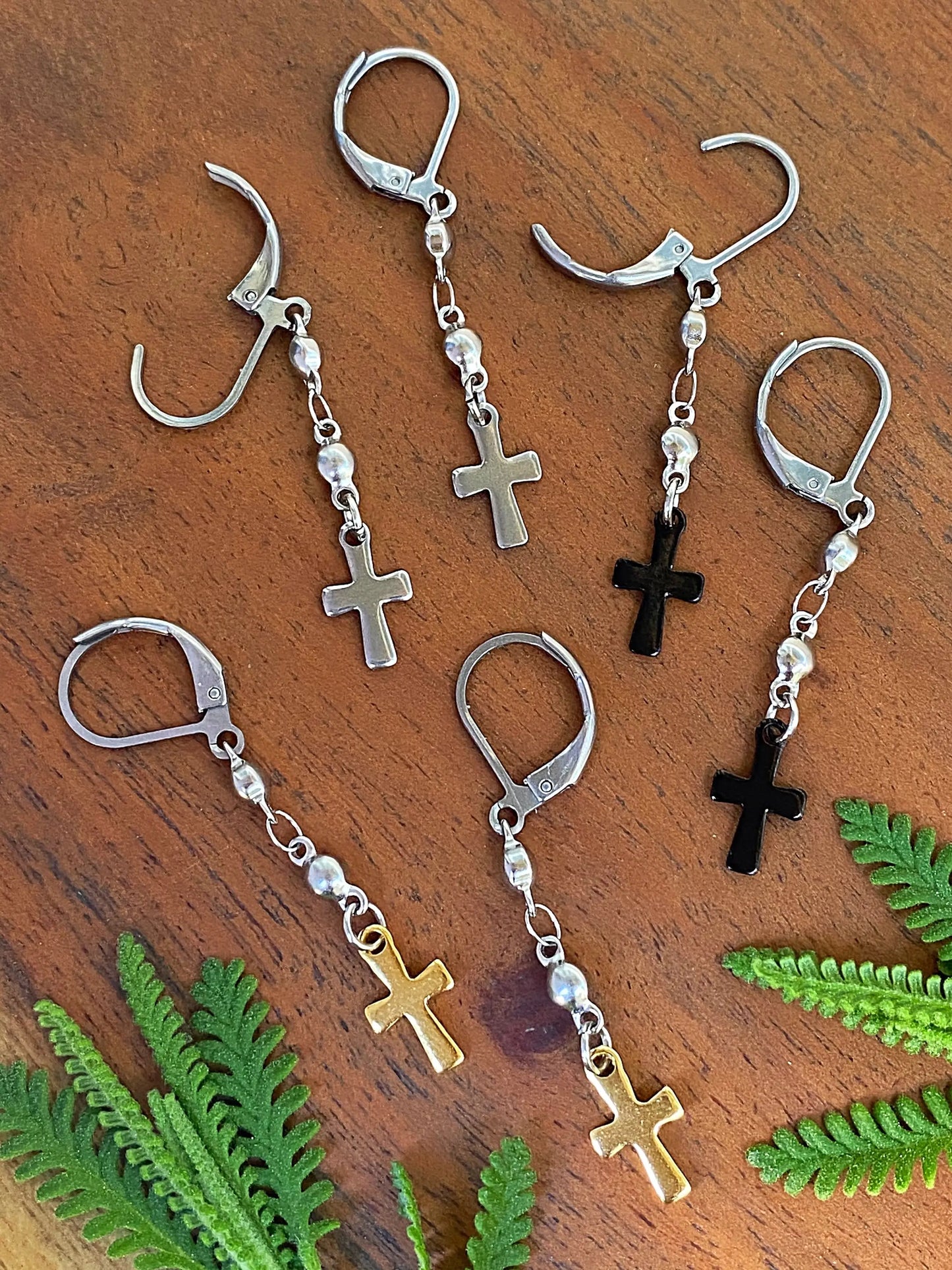 BEADED CROSS EARRINGS Bellaforma Jewelry