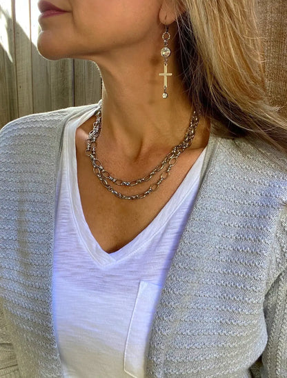 SILVER CROSS EARRINGS Bellaforma Jewelry