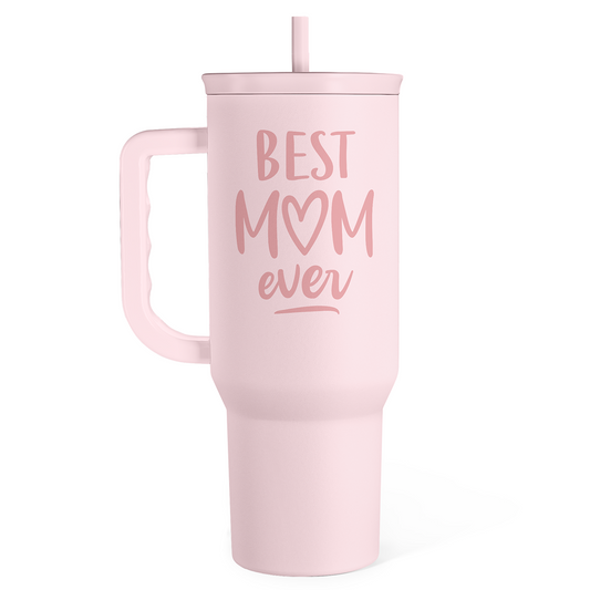 Pink Best Mom Ever Slidemate | Slider Tumbler with Handle 40oz Sandjest Personalized Gifts