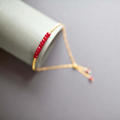 Bracelet Set: Peridot Quartz & Red Jade