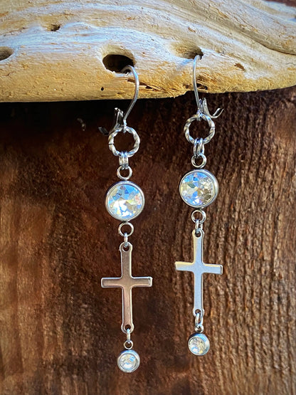 SILVER CROSS EARRINGS Bellaforma Jewelry