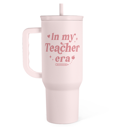 Pink Teacher Slidemate | Slider Tumbler with Handle 40oz Sandjest Personalized Gifts