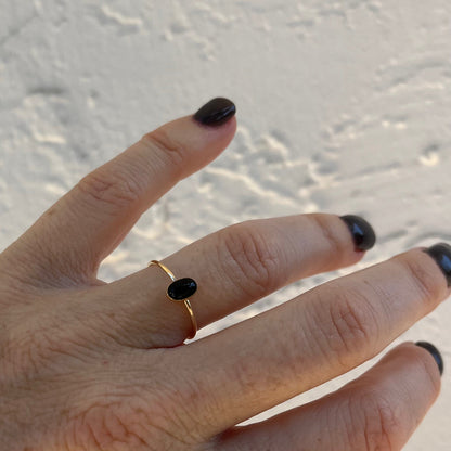 14k gold filled OVAL ONYX GEMSTONE RING