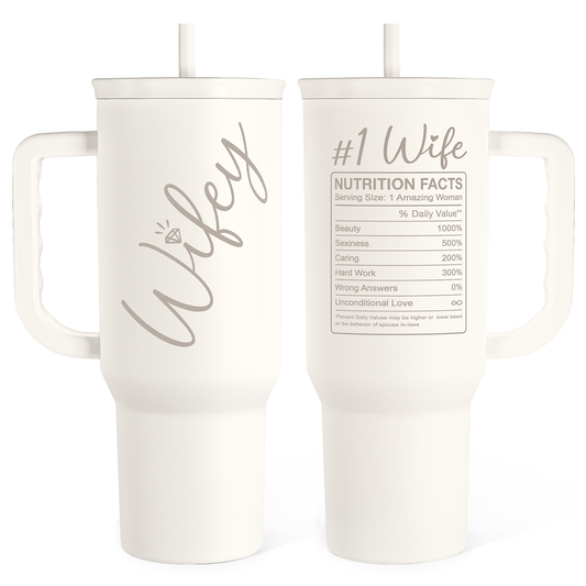 White Wife Slidemate | Slider Tumbler with Handle 40oz Sandjest Personalized Gifts