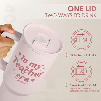 Pink Teacher Slidemate | Slider Tumbler with Handle 40oz