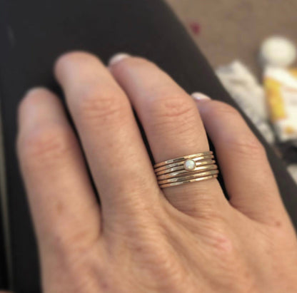 14k gold filled or sterling silver HAMMERED STACKING RING