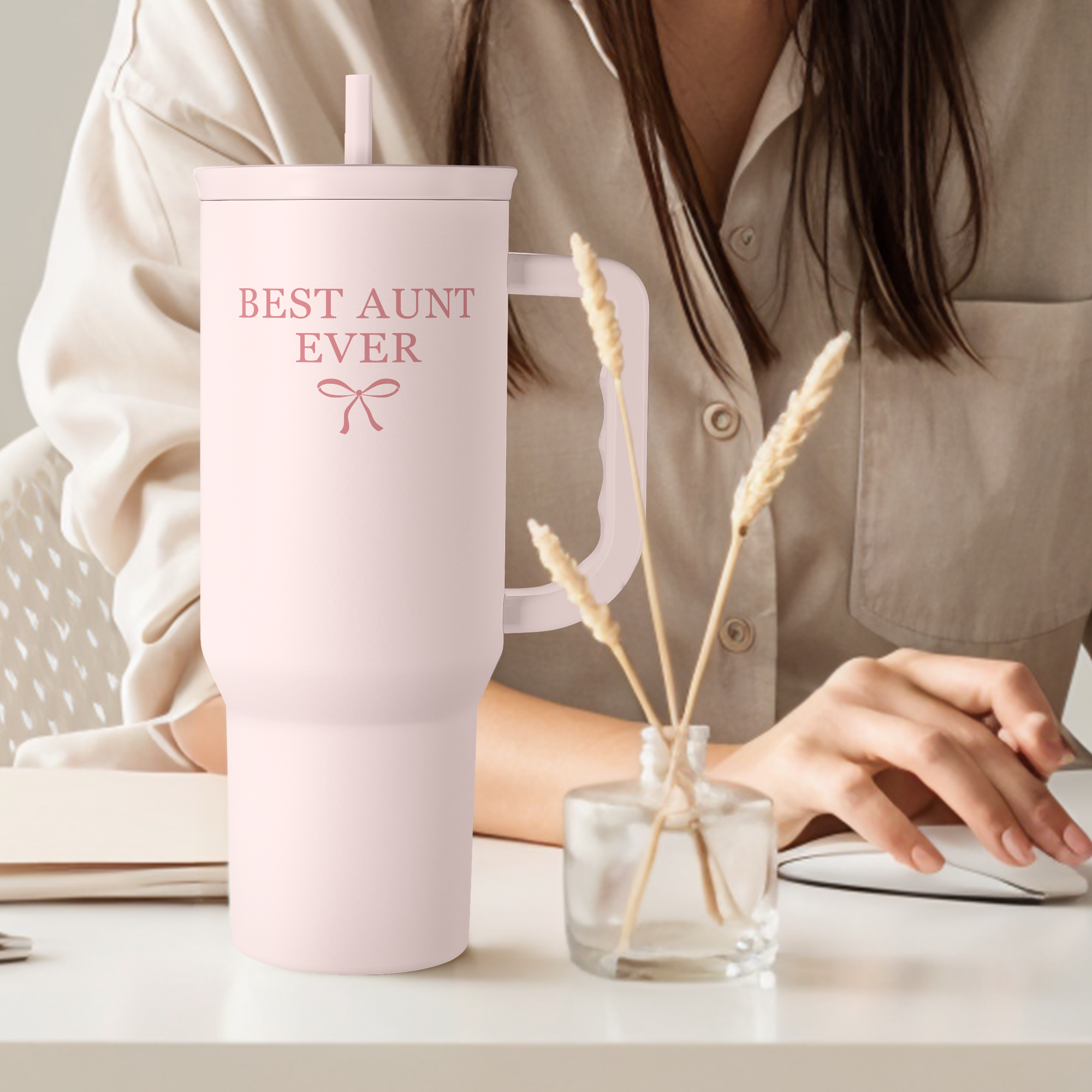 Pink Aunt Slidemate | Slider Tumbler with Handle 40oz Sandjest Personalized Gifts