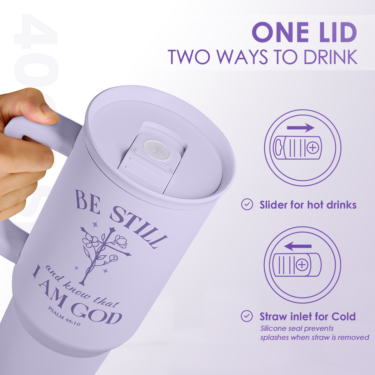 Purple Christian Slidemate | Slider Tumbler with Handle 40oz Sandjest Personalized Gifts