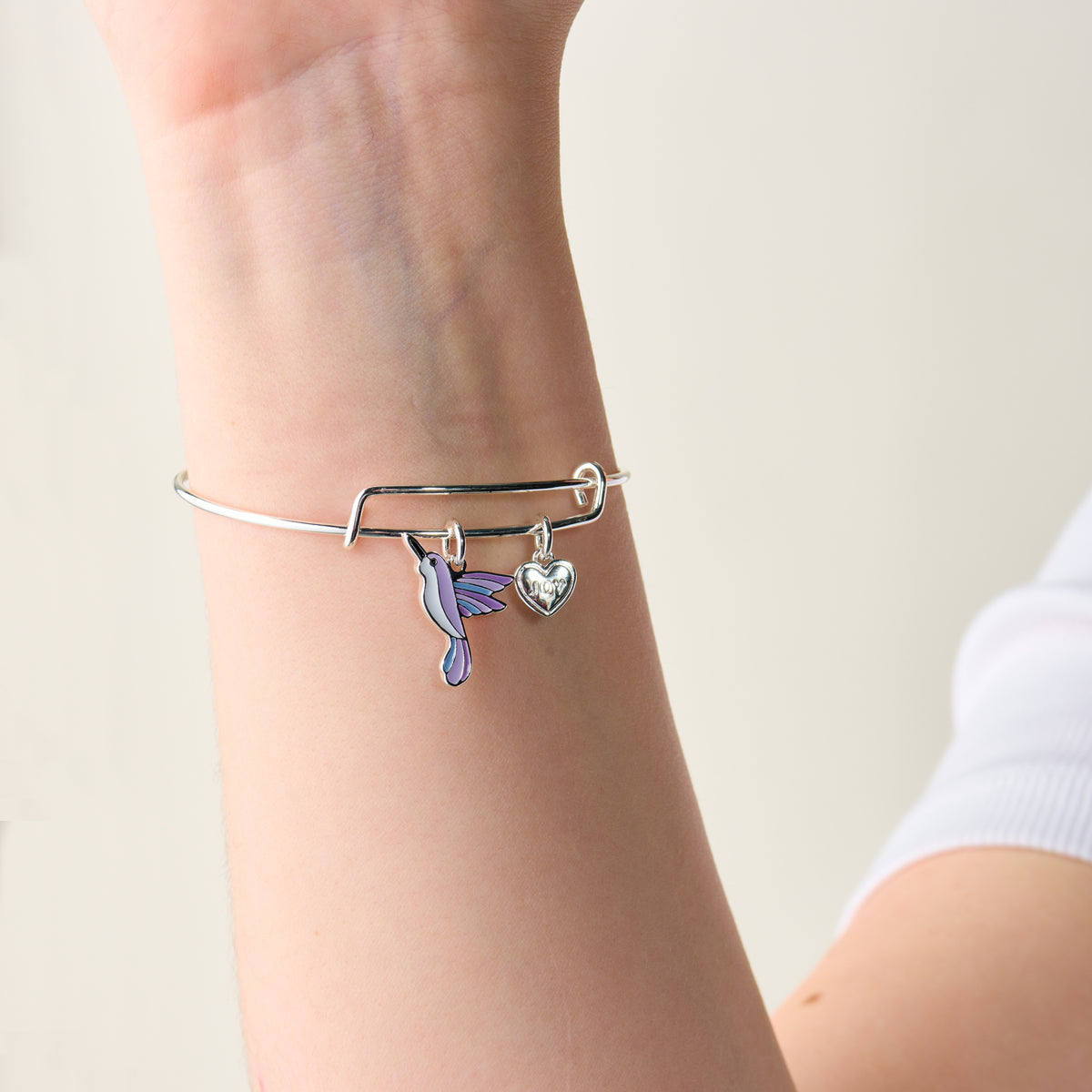 'Joy' Hummingbird Duo Charm Bangle Bracelet ALEX AND ANI