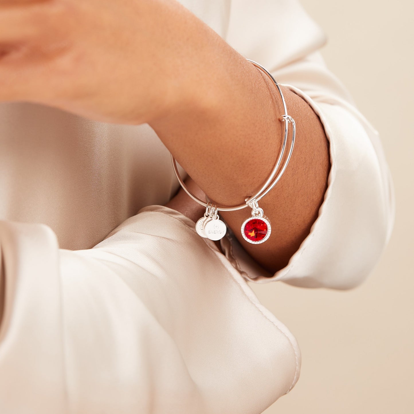 July Birthstone Charm Bangle, Ruby ALEX AND ANI