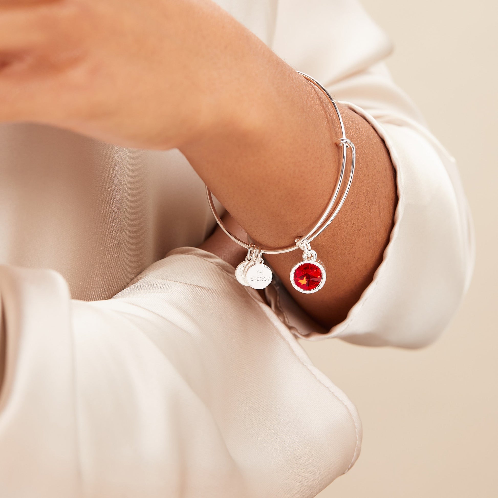 July Birthstone Charm Bangle, Ruby ALEX AND ANI