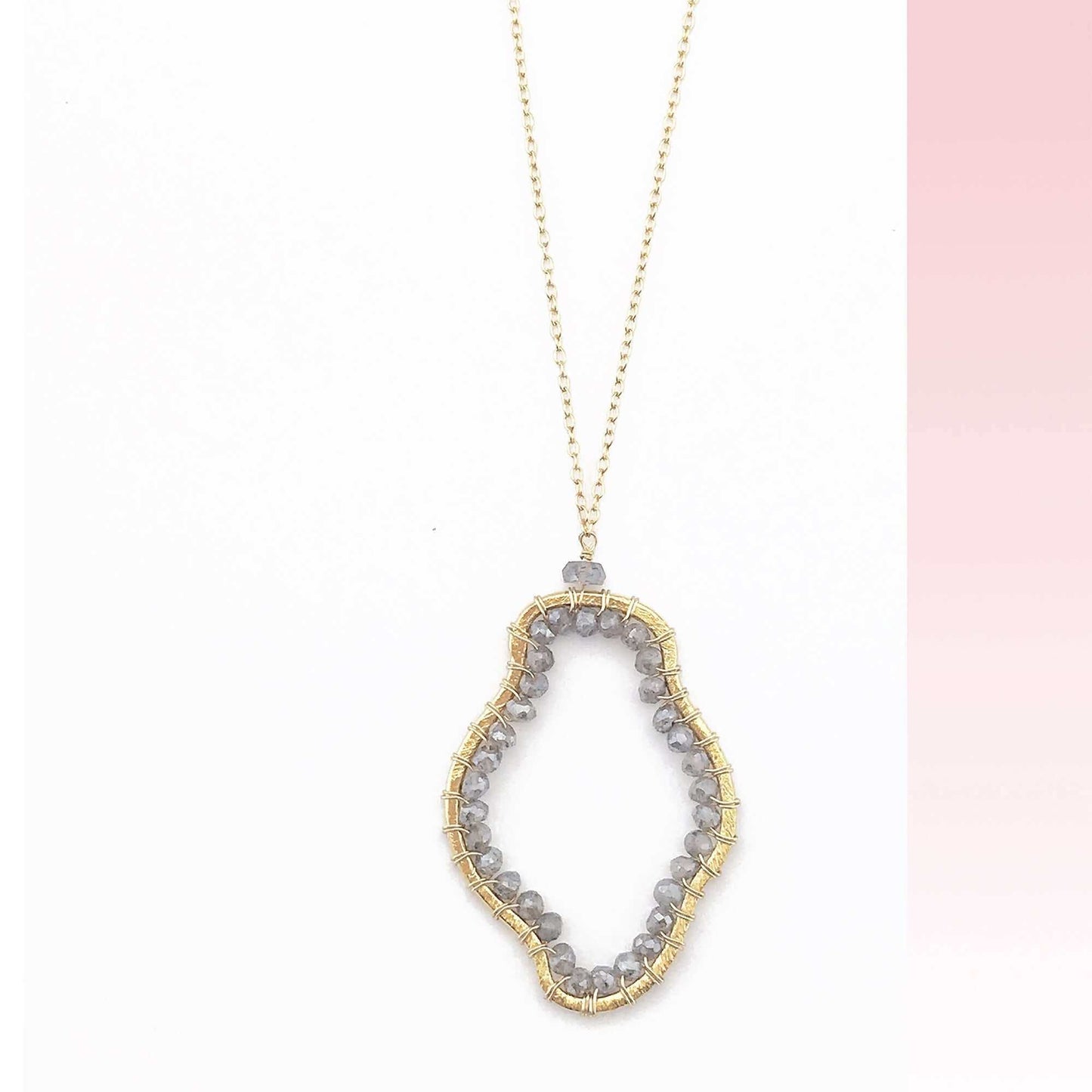 Unique Labradorite Freestyle Pendant Necklace with faceted gemstone on delicate 14k gold plated sterling silver chain
