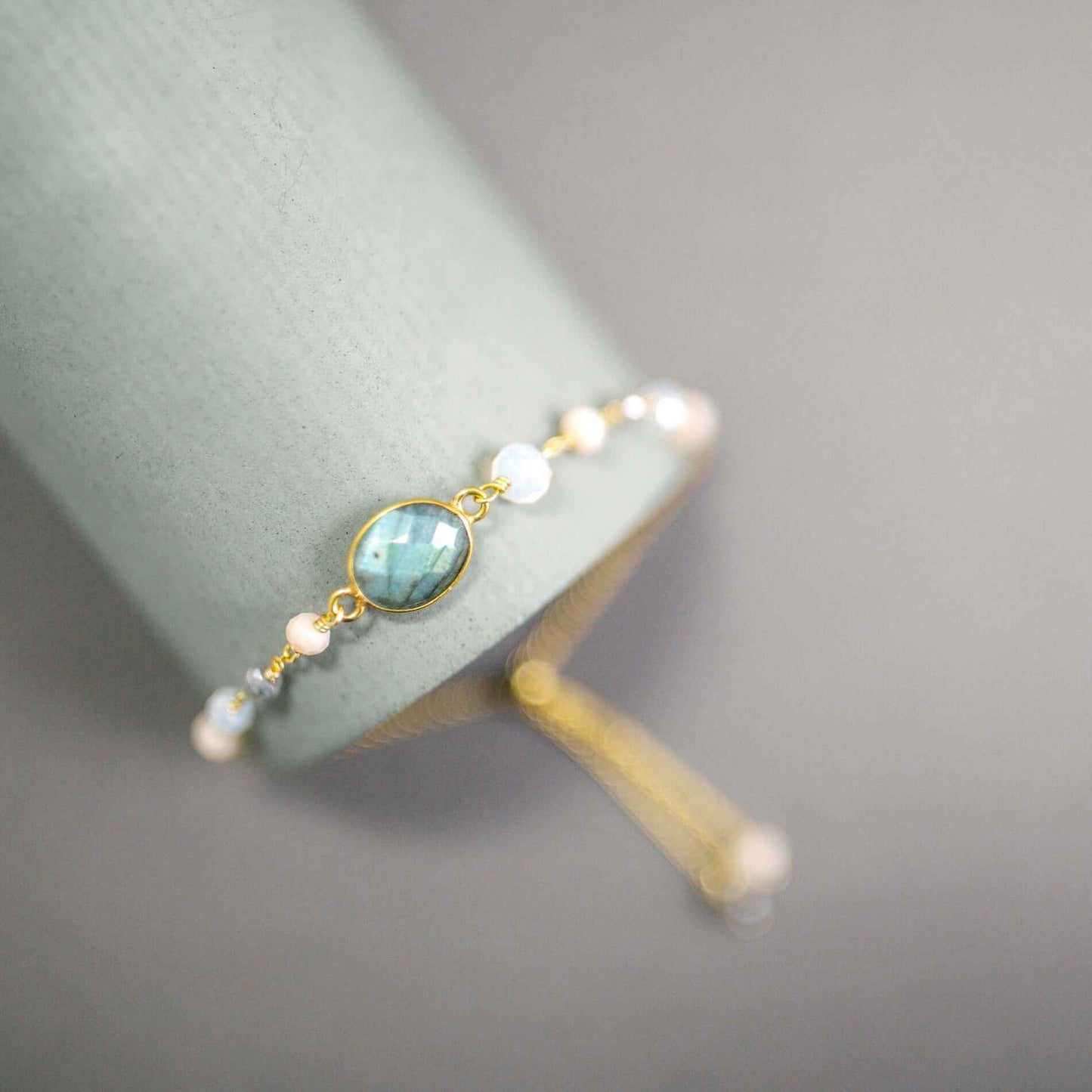 Labradorite & Peach Moonstone Adjustable Gemstone BraceletThe ultimate arm candy and completely adjustable to fit anyone. Made with sparkling bezel gemstones and tiny stone accents.
Gorgeous alone or stacked. We've got plenBraceletsPARKEN JEWELRYVettedArcLabradorite & Peach Moonstone
