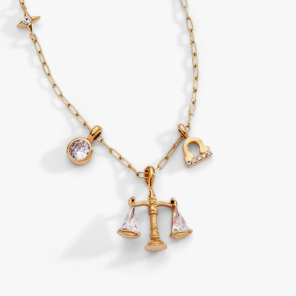 Libra Zodiac Charm Cluster Necklace ALEX AND ANI