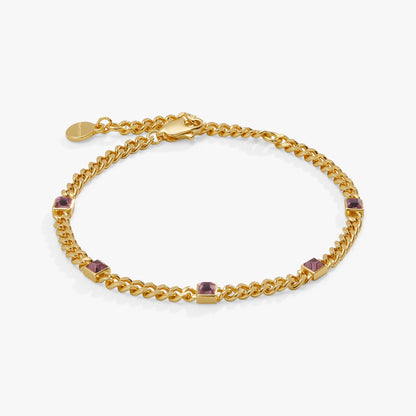 June Birthstone Light Amethyst Curb Chain Bracelet ALEX AND ANI