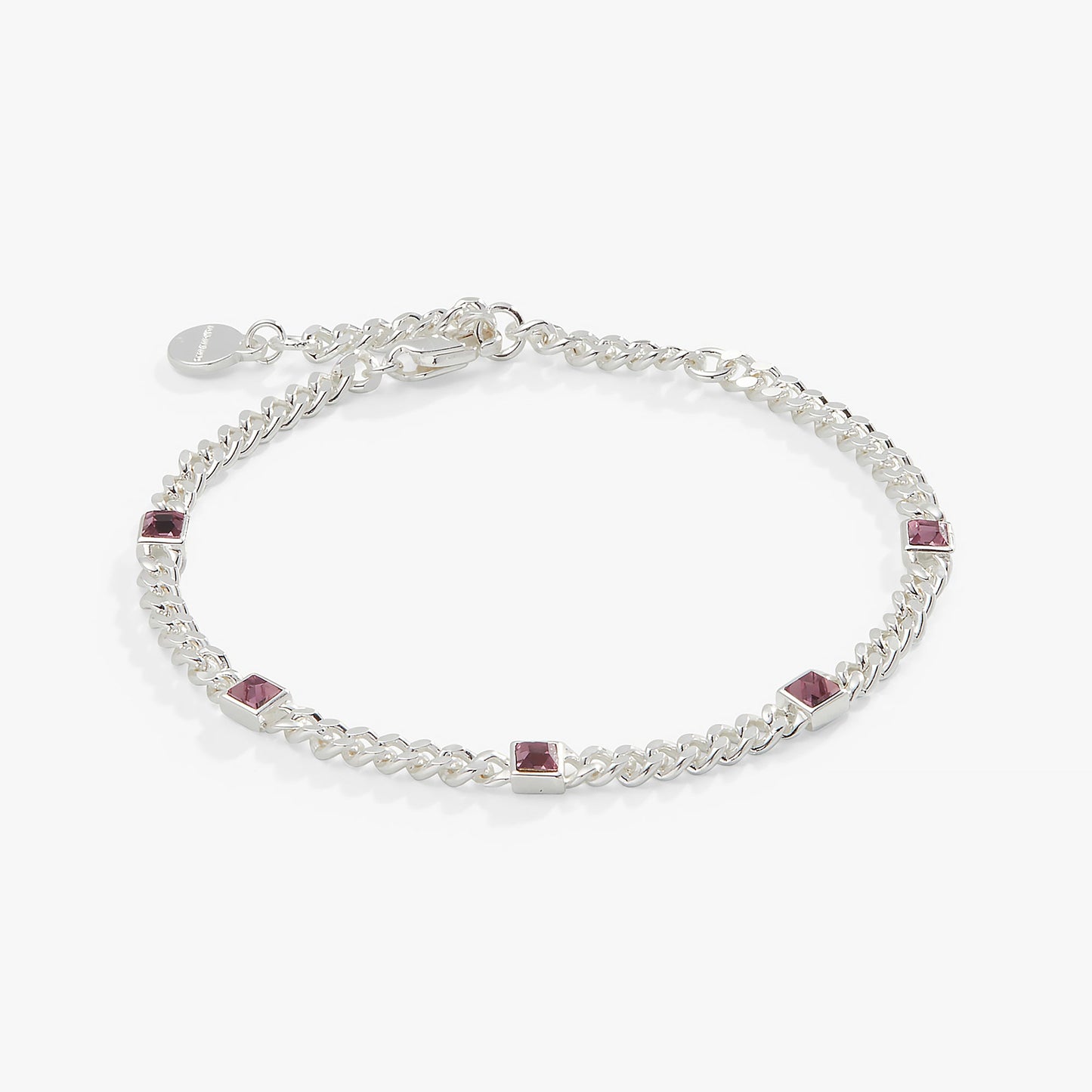 June Birthstone Light Amethyst Curb Chain Bracelet ALEX AND ANI