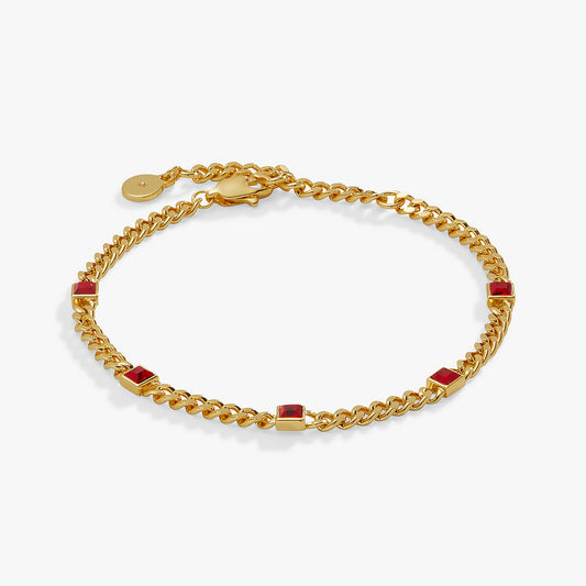 July Birthstone Ruby Curb Chain Bracelet ALEX AND ANI