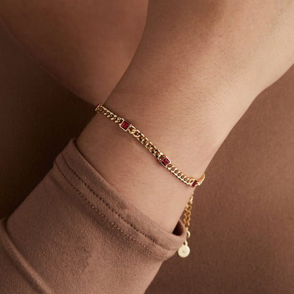July Birthstone Ruby Curb Chain Bracelet ALEX AND ANI