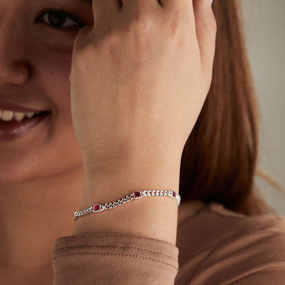 July Birthstone Ruby Curb Chain Bracelet ALEX AND ANI